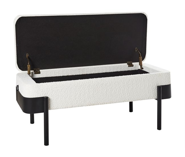 Beliani Banco de cama Chenille WARREN 100x40 Branco