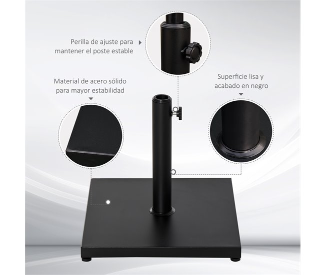 Base Chapéu de Sol com Roda Aço Outsunny 45x45 Preto