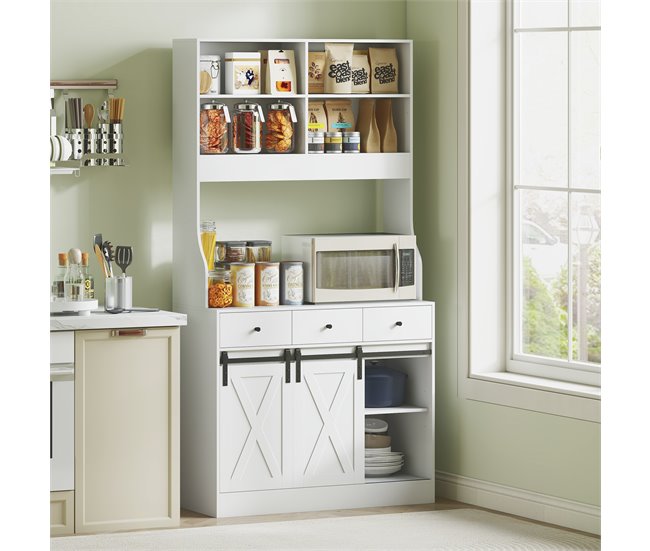 Armário de Cozinha Melamina de Madeira HOMCOM, casa - cozinha Branco