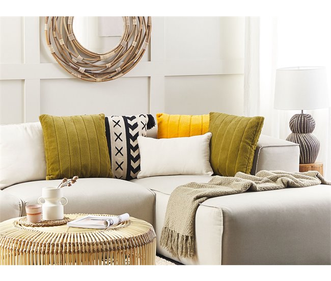 Beliani Almofada decorativa PUMILA 45x45 Cinza Claro
