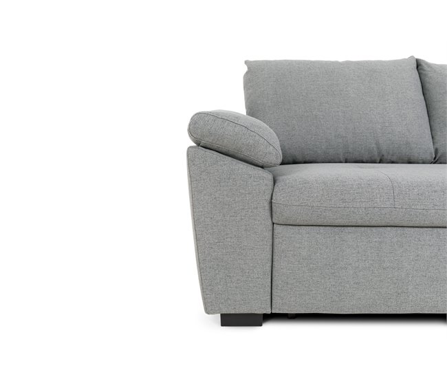 Chaise longue com cama ANTON reversível 3 lugares cinza Cinza