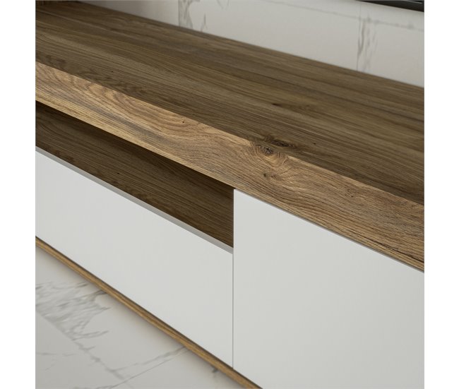 Compacto de TV 279,9cm carvalho e branco MELIDES Branco/ Madeira
