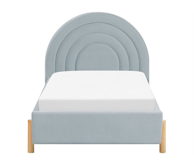 Beliani Cama com estrado Veludo ANET 100x216 Azul Claro