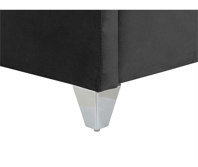 Beliani Cama com estrado Veludo LUBBON 152x215 Preto