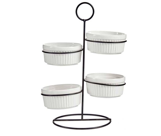 Conjunto de 4 taças redondas + prateleira me coleção VESSIA Branco