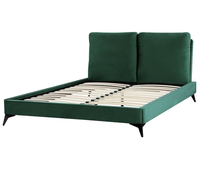 Beliani Cama Veludo MELLE 156x233 Cinza