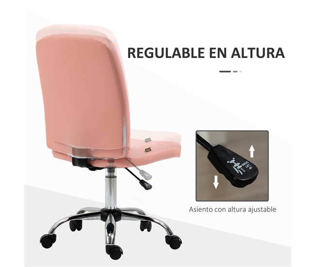 Cadeira de Escritório PVC, Espuma, Aço e Placa Multicamadas Rosa