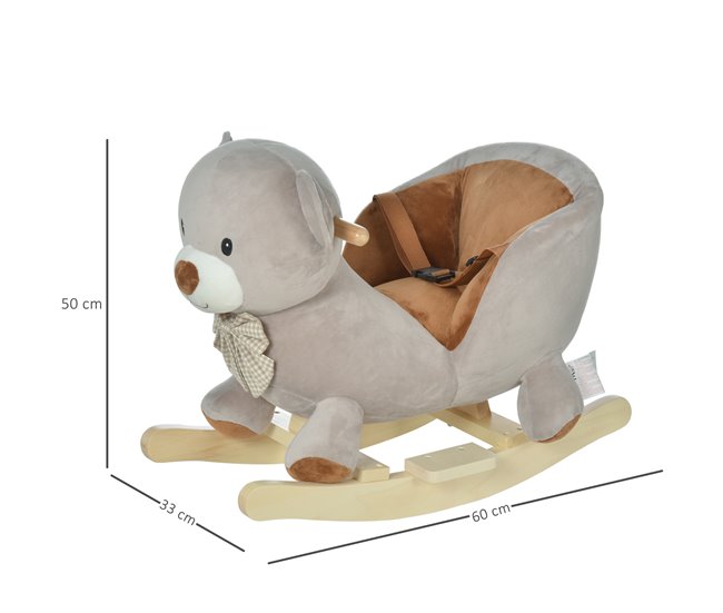 Cavalo de balanço infantil Luxuoso, Madeira, Aço HOMCOM Cinza