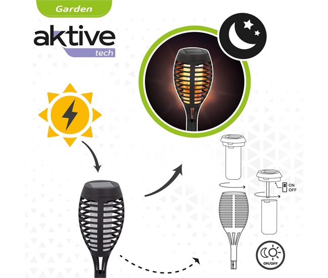 Pack 4 de jogo solar de efeito de chama Aktive Tech Preto
