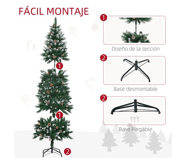 Árvore de Natal Artificial PVC HOMCOM, casa - natal Verde