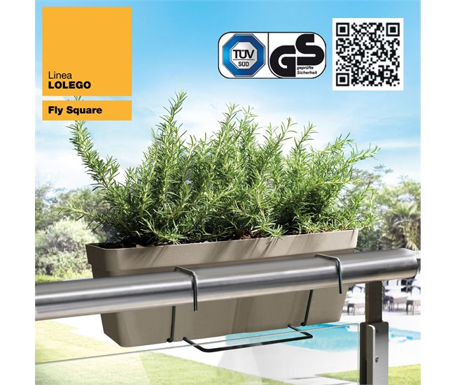 Jardineiro de 40 cm com suporte de fixação curva Terracota