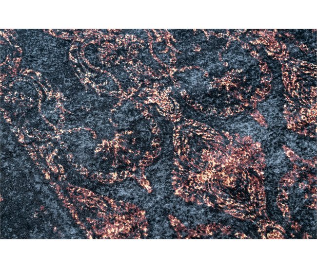ANDRE 1013 Tapete Ornamento vintage antiderrapante 80x150 Preto