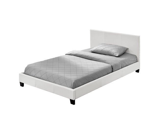[Corium] Cama moderna em pele sintética Albacete - com colchão 149x210 Branco
