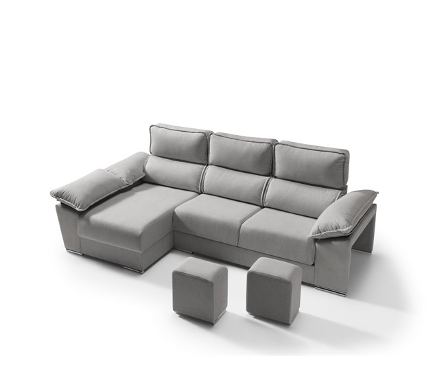 Chaise longue dereita com arca DIWY Cinza