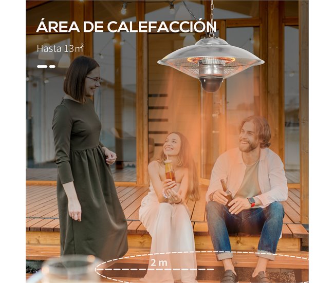 Aquecedor de Jardim Elétrico Outsunny 842-274V90SR Prata