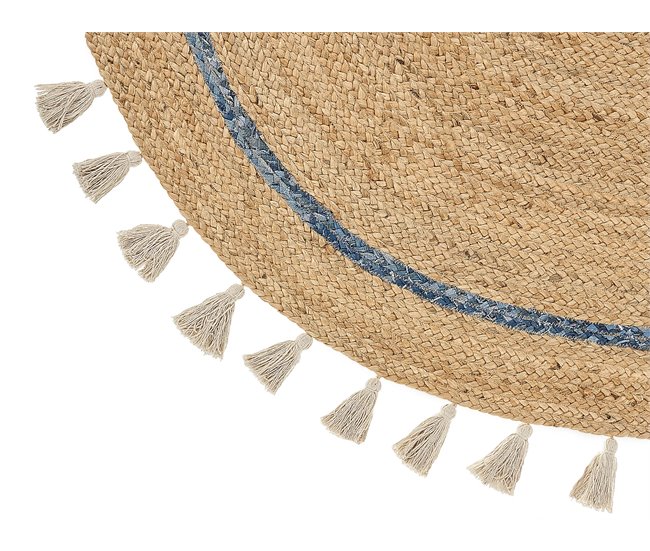 Beliani Entrelaçado OBAKOY 140x140 Azul
