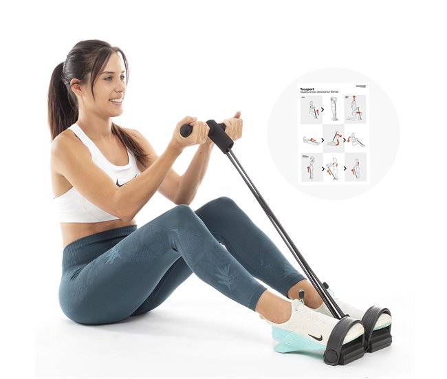 Elásticos de Resistência Multifunções com Guia de Exercícios Preto