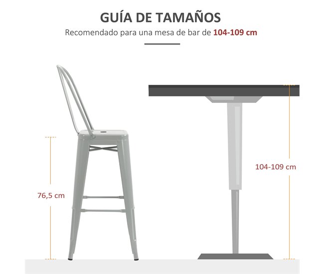 Bancos de Bar Metal HOMCOM, casa - cadeiras Cinza