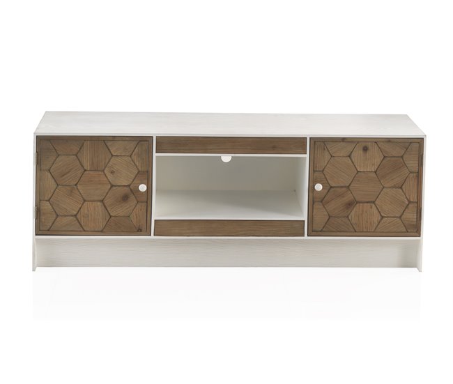 Mesa de televisão Balu de madeira de freixo Branco