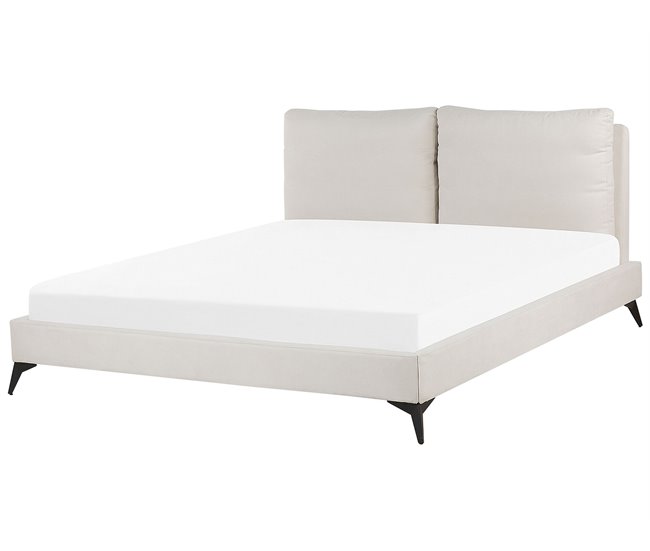 Beliani Cama com estrado Chenille MELLE 195x240 Bege