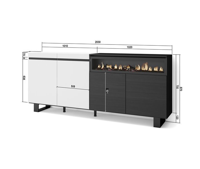 Aparadores para sala 200 Branco/ Preto