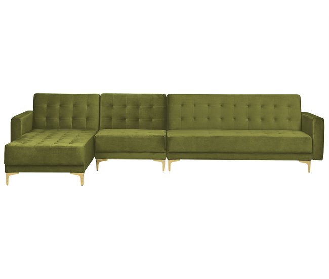 Beliani Sofá-cama Veludo ABERDEEN Verde