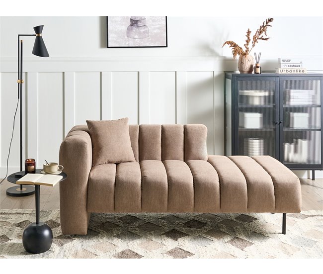 Beliani Chaise longue à esquerda Poliéster LANNILS Castanho Claro