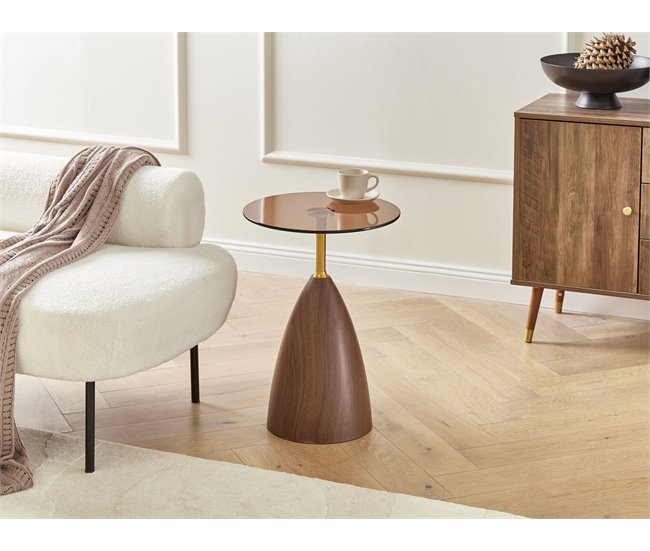 Beliani Mesa de apoio WALLIS 41x41 Castanho