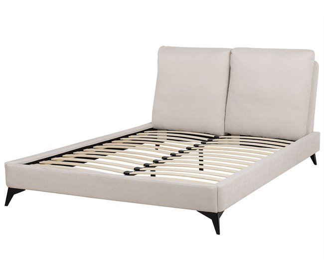 Beliani Cama com estrado Chenille MELLE 175x240 Bege