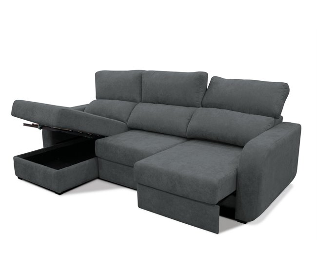 Chaise longue convertível em cama tecido APRIL Cinza