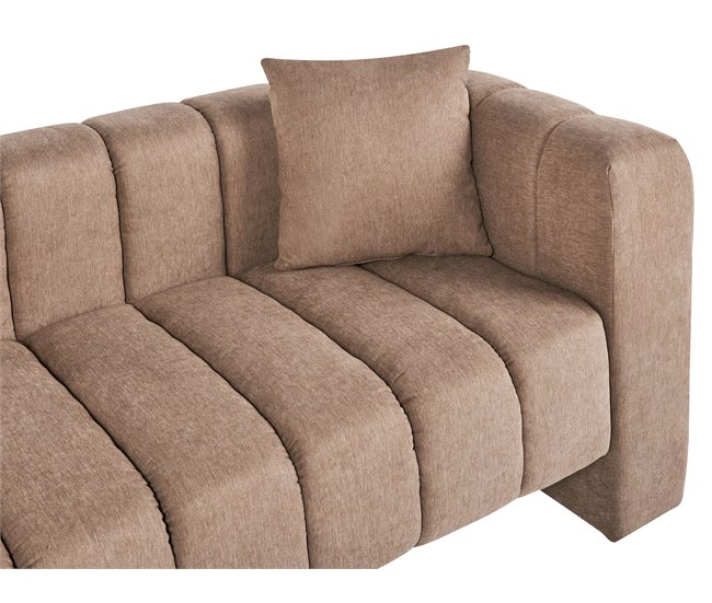 Beliani Chaise longue direita Poliéster LANNILS Castanho Claro