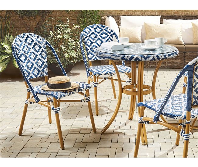 Beliani Mesa de jardim RIFREDDO 70x70 Azul Marino