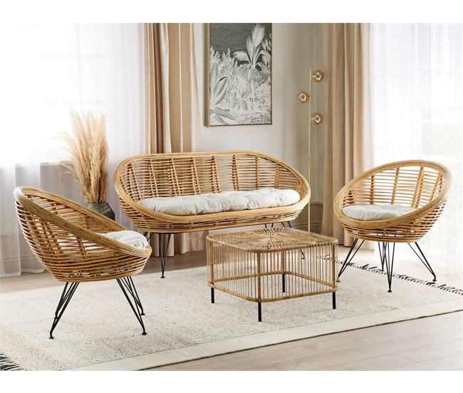 Beliani Conjunto lounge Rattan/vime MARATEA/CESENATICO Natural