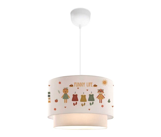 Candeeiro Suspenso Para Crianças Lurgan Com Motivo De Animais Com Roupa Branco Lux.pro