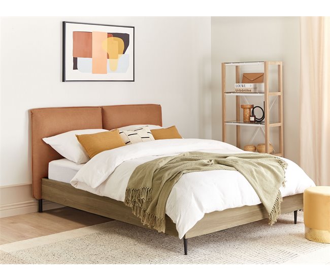 Beliani Cama com estrado Pele sintética LIMANTON 181x215 Dourado