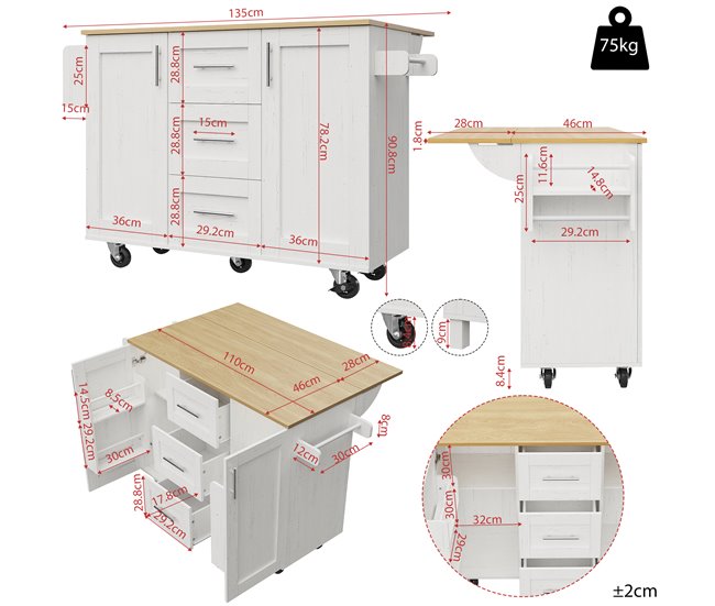 Armários de cozinha 135 Branco