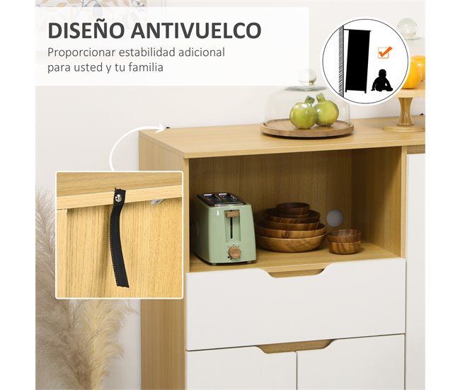 Aparador para Micro-Ondas Melamina de Madeira HOMCOM 90 Branco