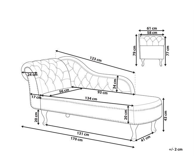 Beliani Chaise longue versão à esquerda Camurça sintética NIMES Cinza Escuro