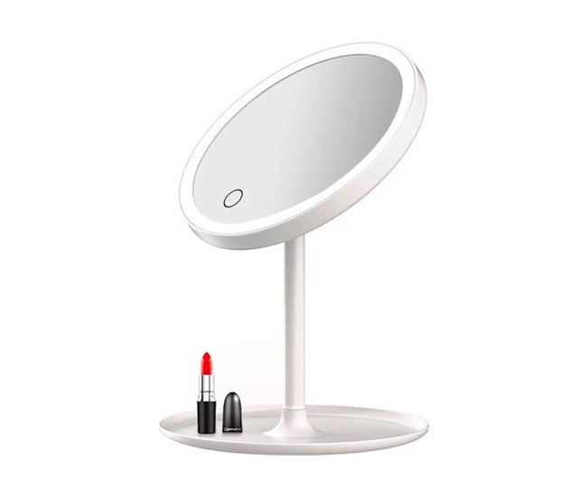 Espelho Well Home com luzes LED recarregáveis ​​e ajustáveis ​​e carregamento USB Branco