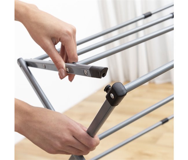 Estendal Metálico Rebatível e Extensível com 3 Alturas .. Cinza