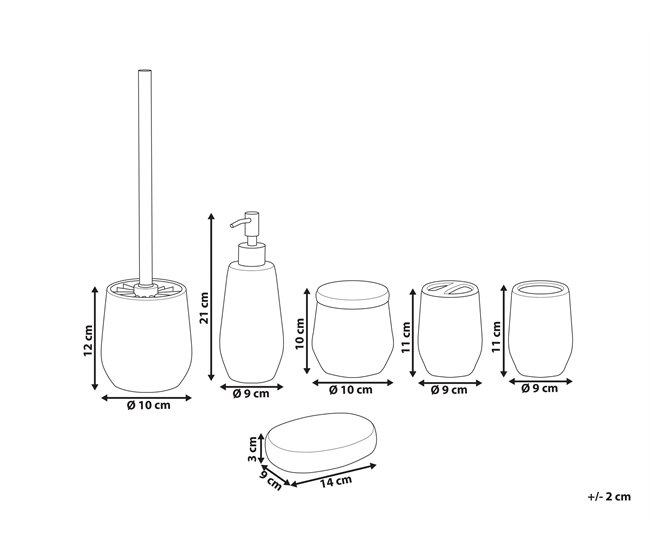 Beliani Conjunto de accesorios de baño CALLELA Branco/ Bege