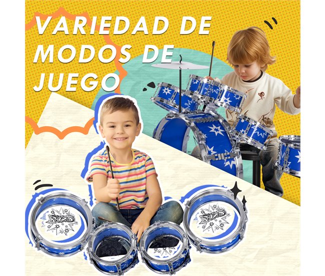 Bateria para Crianças ABS e Aço AIYAPLAY Azul