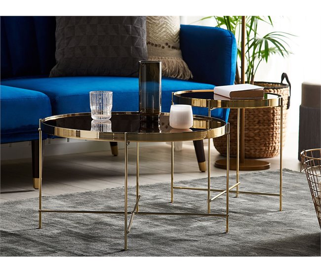 Beliani Mesa auxiliar LUCEA 40x40 Dourado