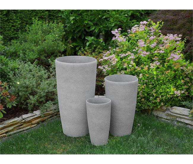 Beliani Conjunto de 2 vasos para plantas ABDERA Cinza Claro