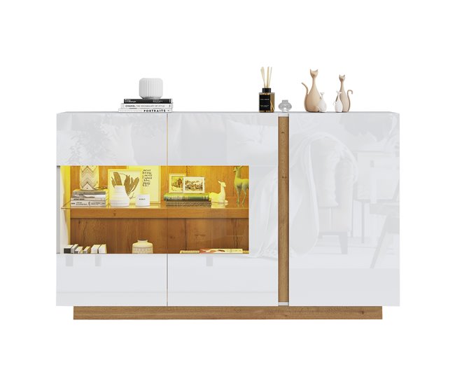 Aparador de painel de partículas com 3 portas Branco