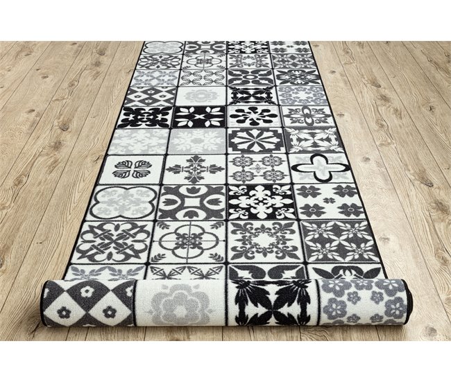Alcatifa do corredor com reforçado de borracha AZULEJO PATCHWORK 100x900 Cinza