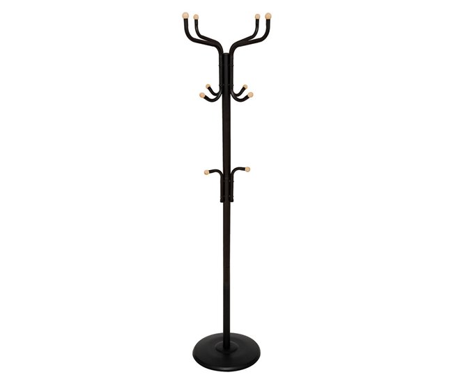 Cabide de pé para corredor com 11 ganchos de metal moderno estilo industrial Preto