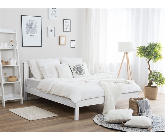 Beliani Cama Pinho TANNAY 149x208 Branco