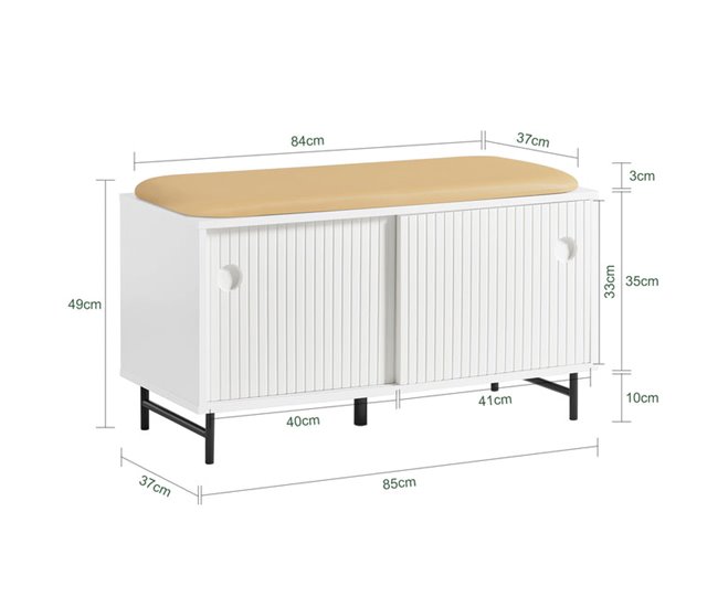 Banco para sapatos com portas de correr FSR116-W SoBuy Branco