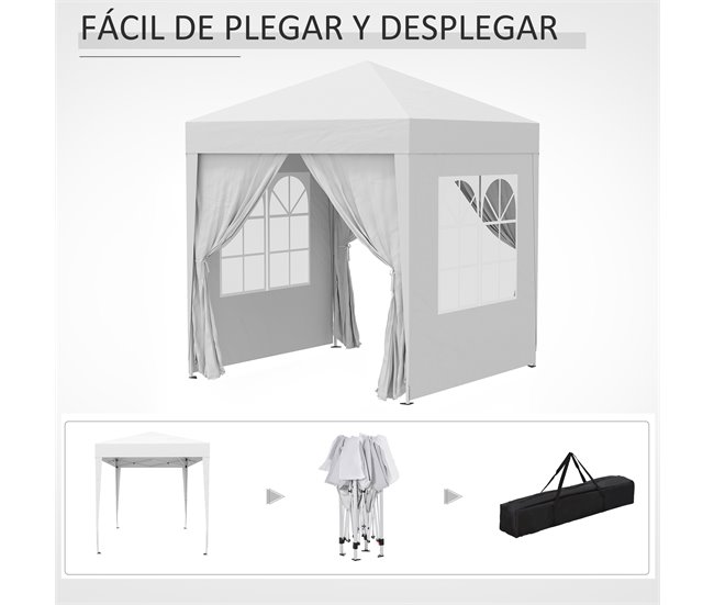 Tenda Dobrável Aço e Tecido de Oxford Outsunny 200x200 Branco